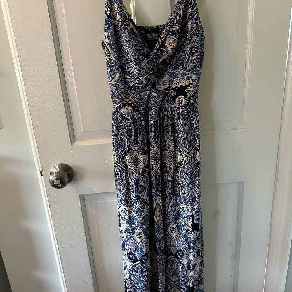 Angie Navy and White Paisley Maxi Dress